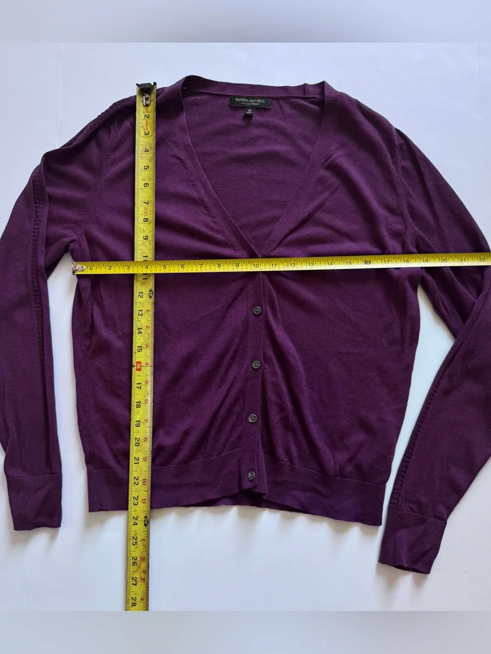 Banana Republic Deep Purple V-Neck Button Cardigan,Size XL - Picture 4 of 7